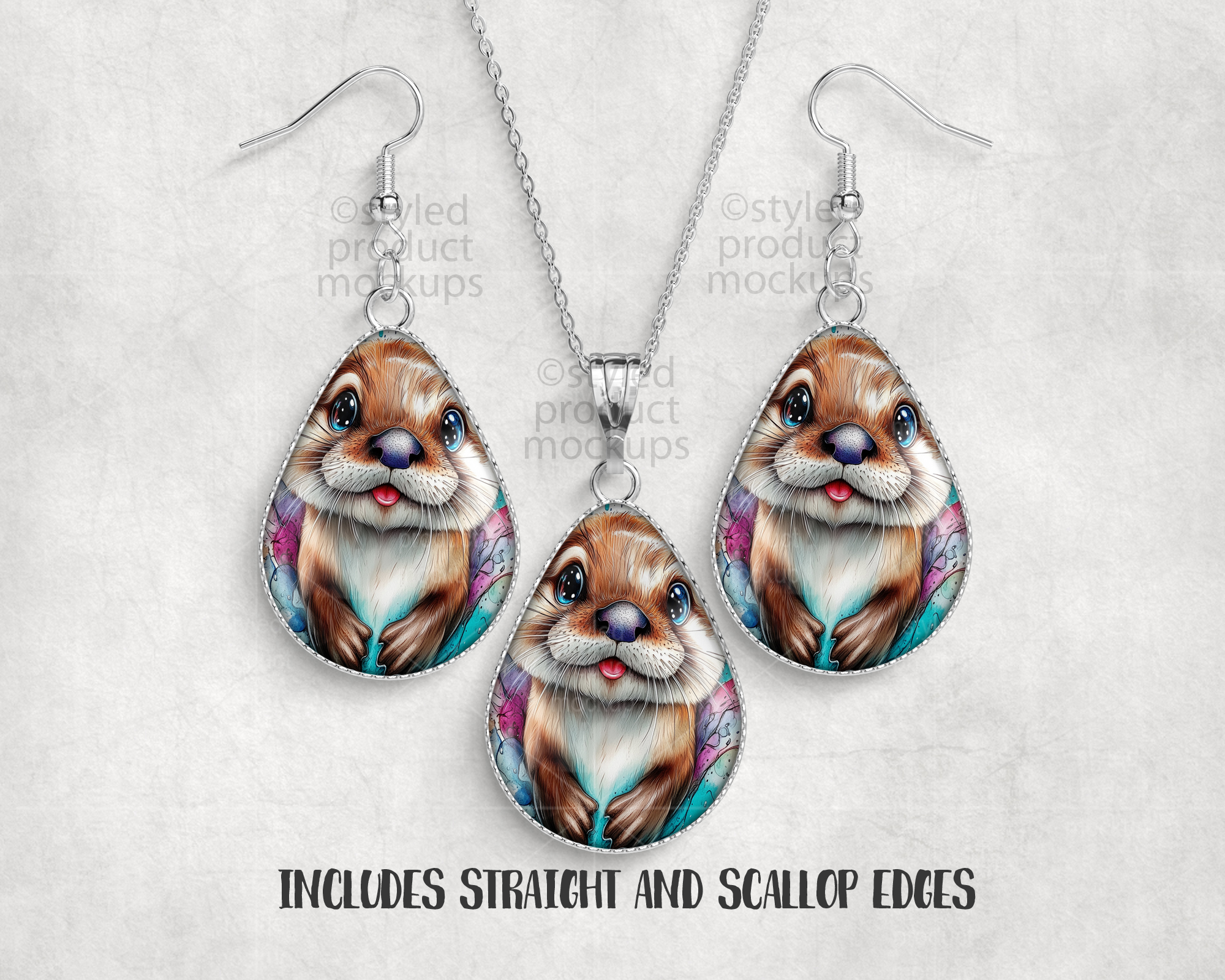 Teardrop Jewelry Set Mockup