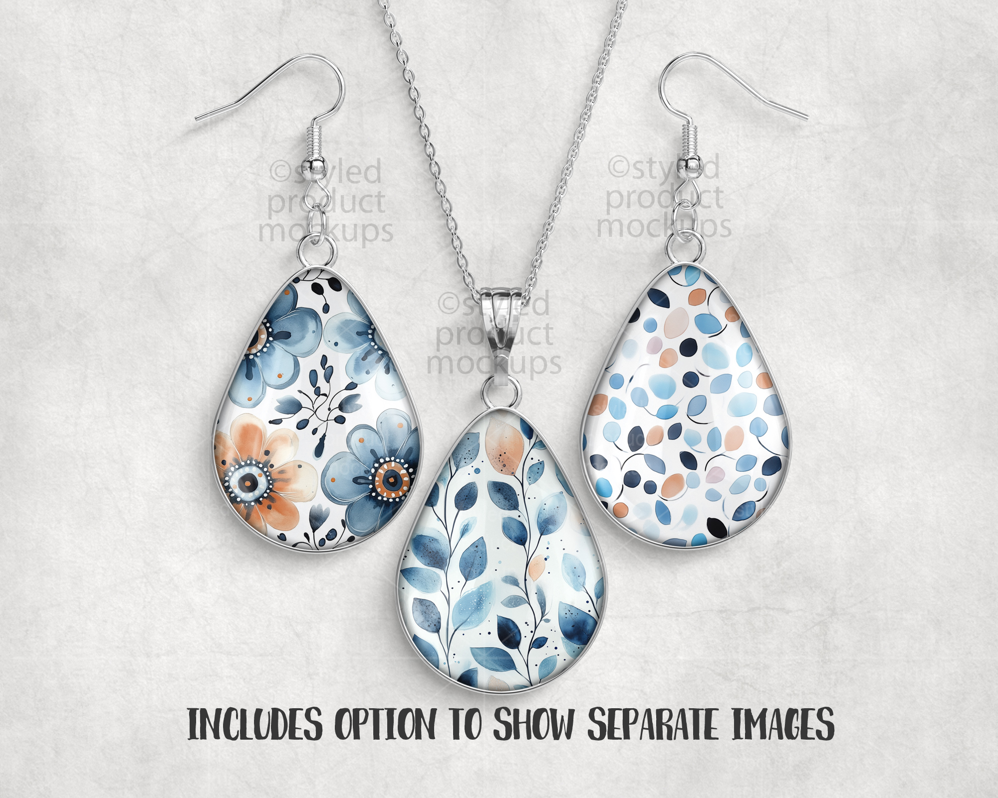 Teardrop Jewelry Set Mockup