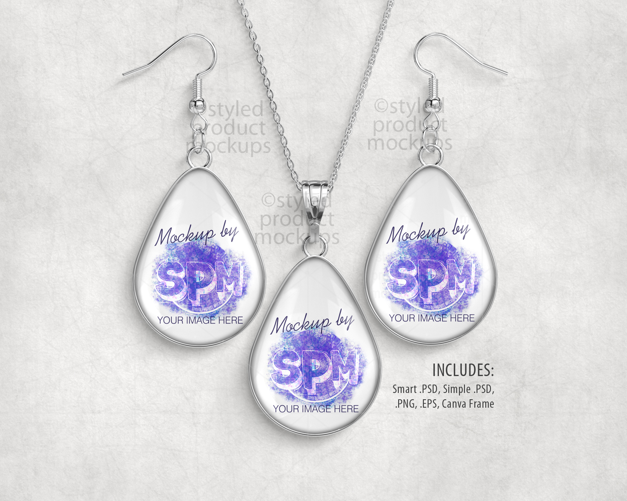 Teardrop Jewelry Set Mockup