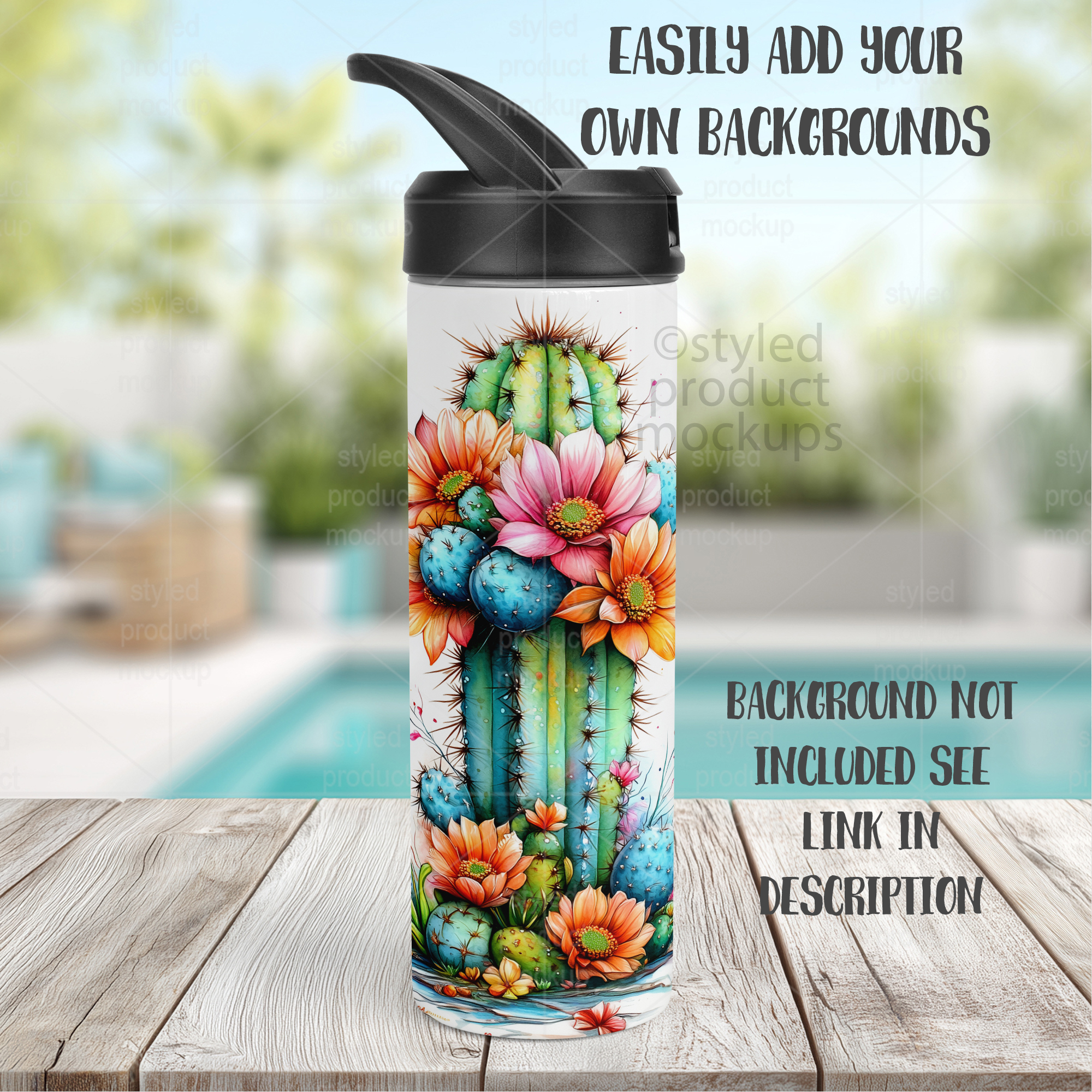 20oz Handle Lid Bottle Mockup