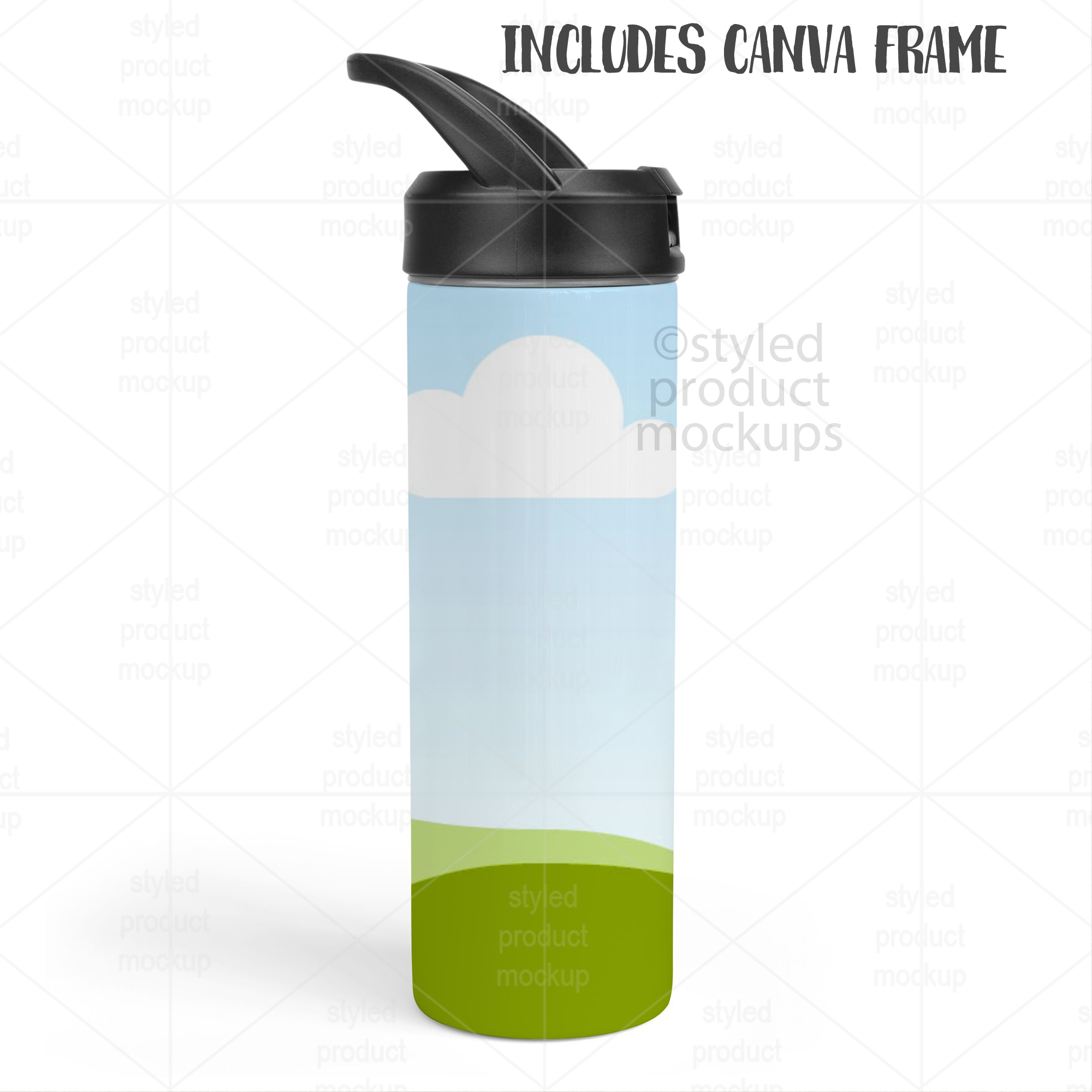 20oz Handle Lid Bottle Mockup