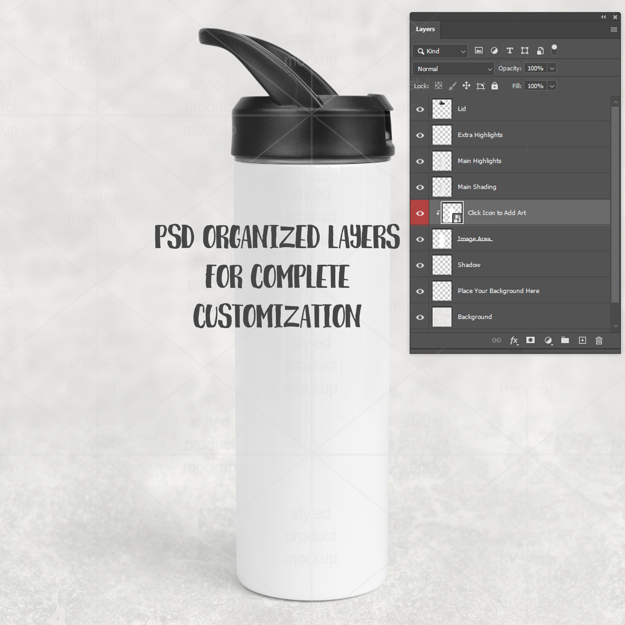 20oz Handle Lid Bottle Mockup