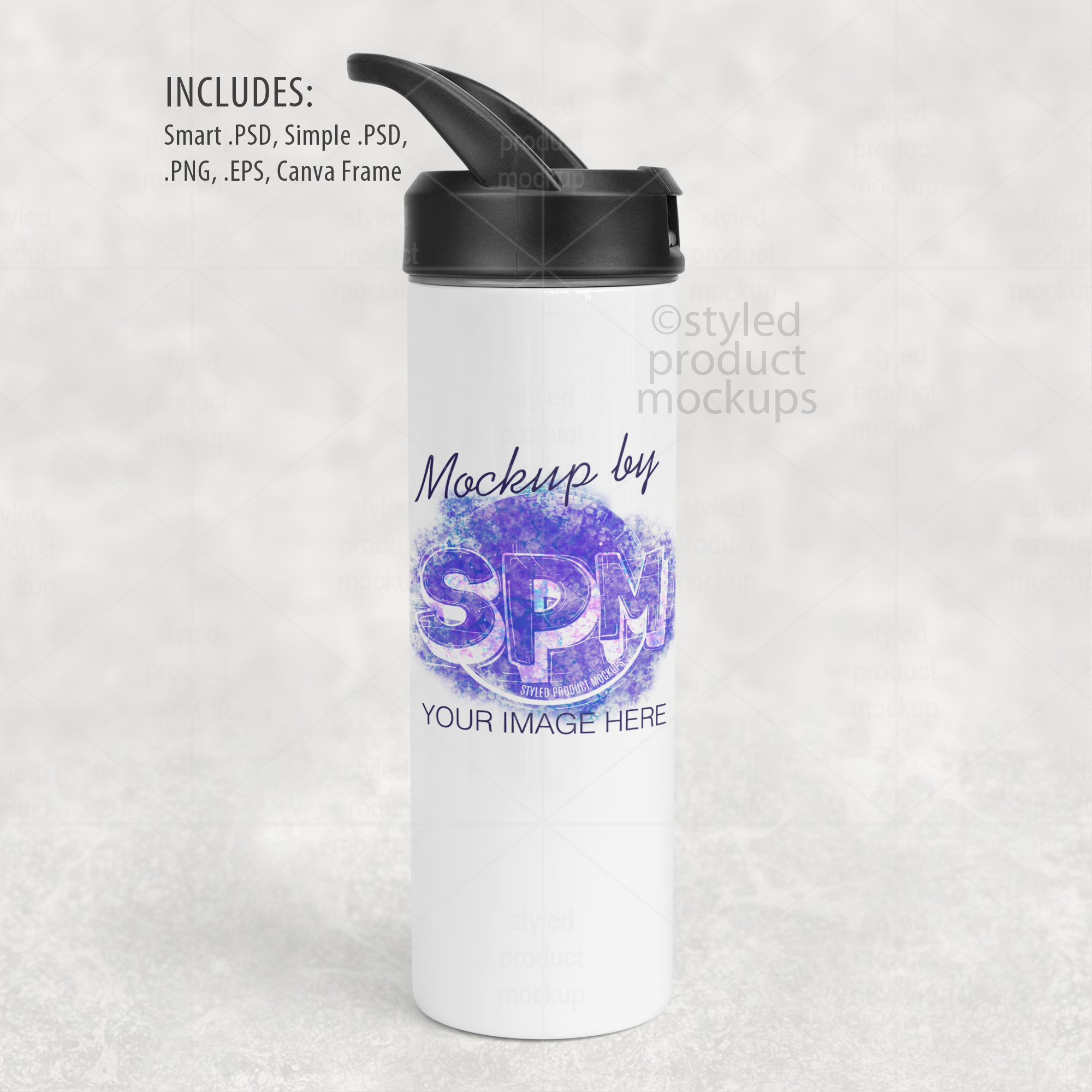 20oz Handle Lid Bottle Mockup