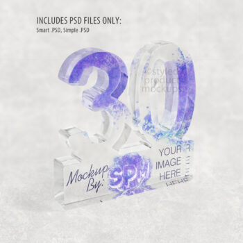 Clear Acrylic 30 Plaque Mockup Side