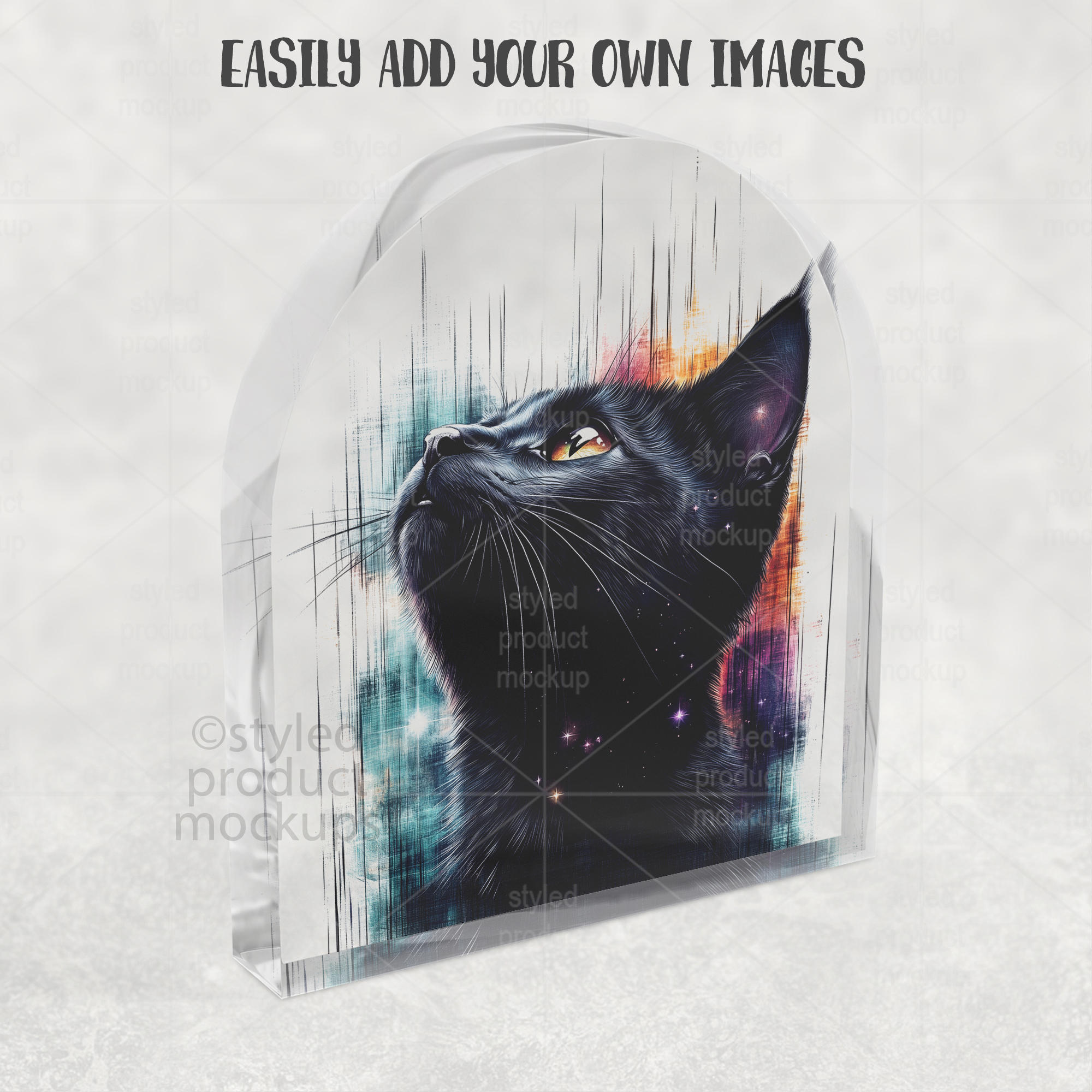 Clear Acrylic Arch Plaque Mockup Side View