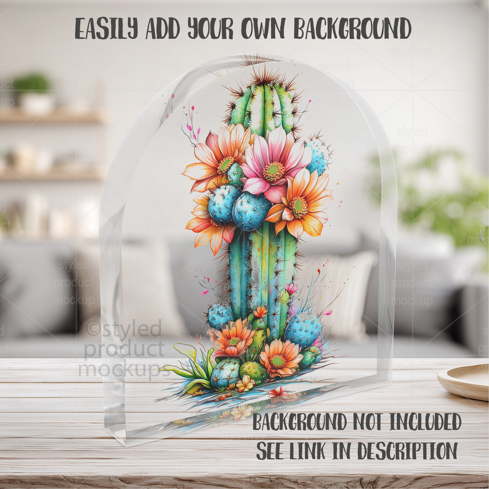 Clear Acrylic Arch Plaque Mockup Side View