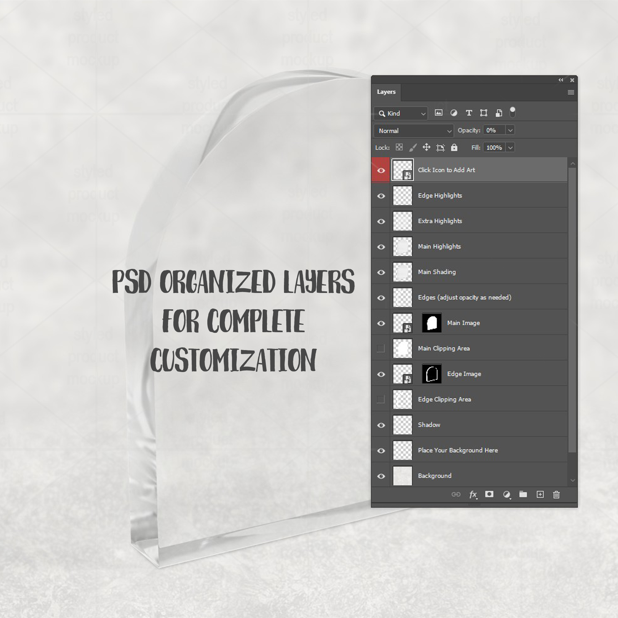 Clear Acrylic Arch Plaque Mockup Side View