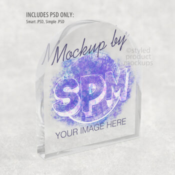 Clear Acrylic Arch Plaque Mockup Side View