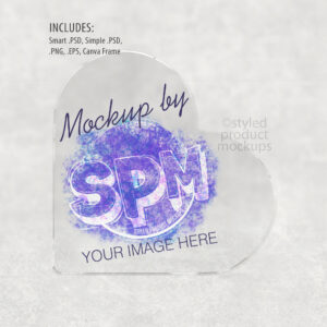 Clear Acrylic Heart Mockup
