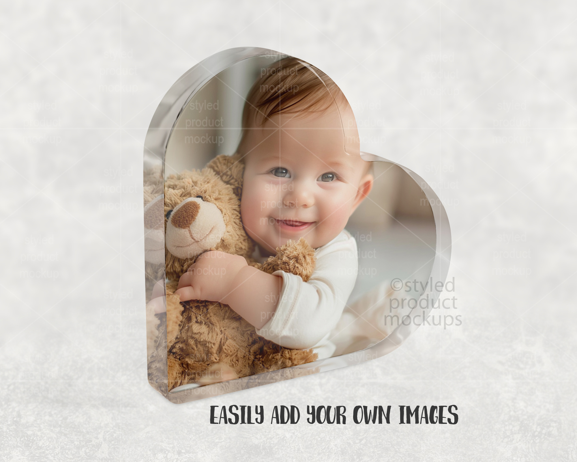 Clear Acrylic Heart Mockup