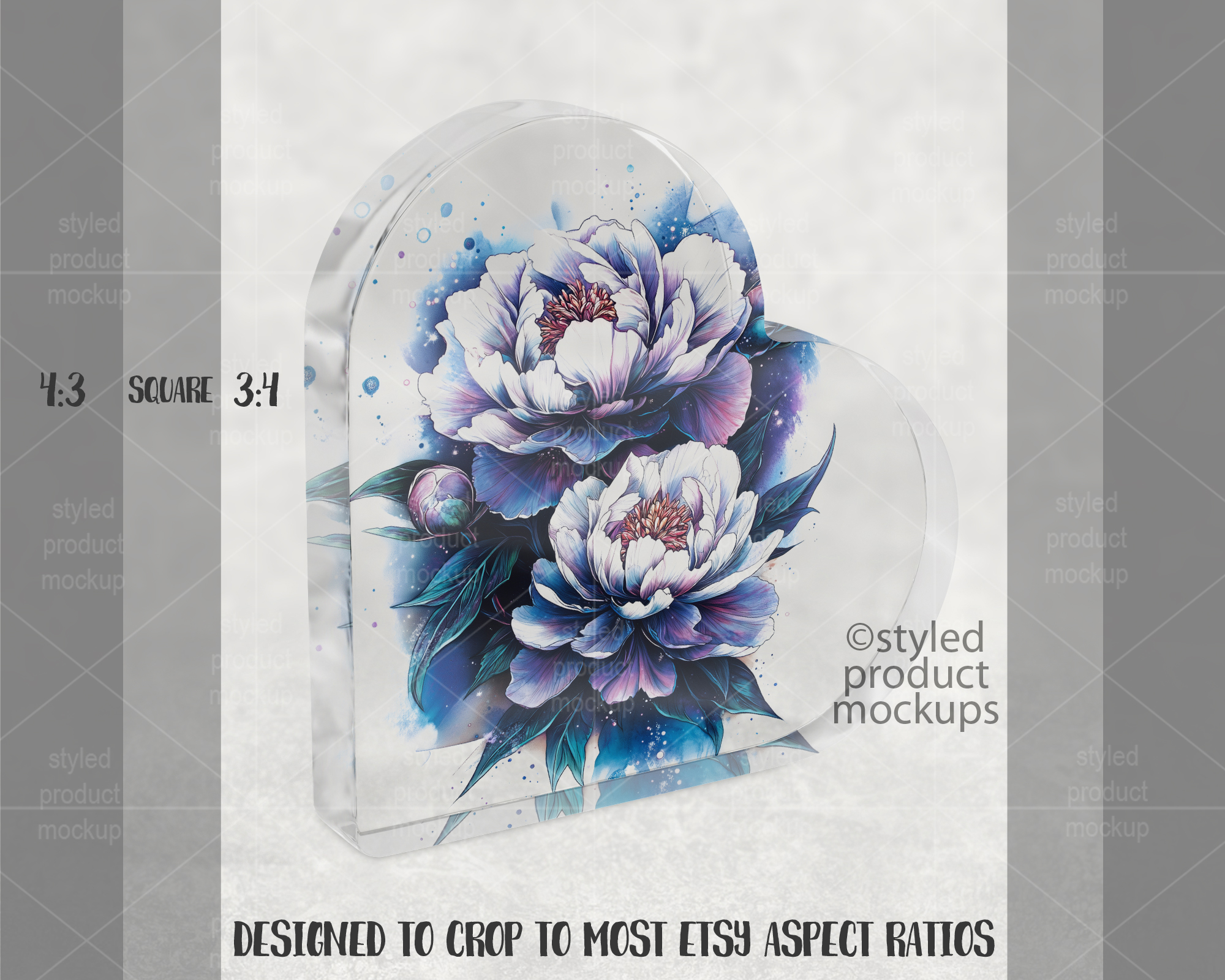 Clear Acrylic Heart Mockup