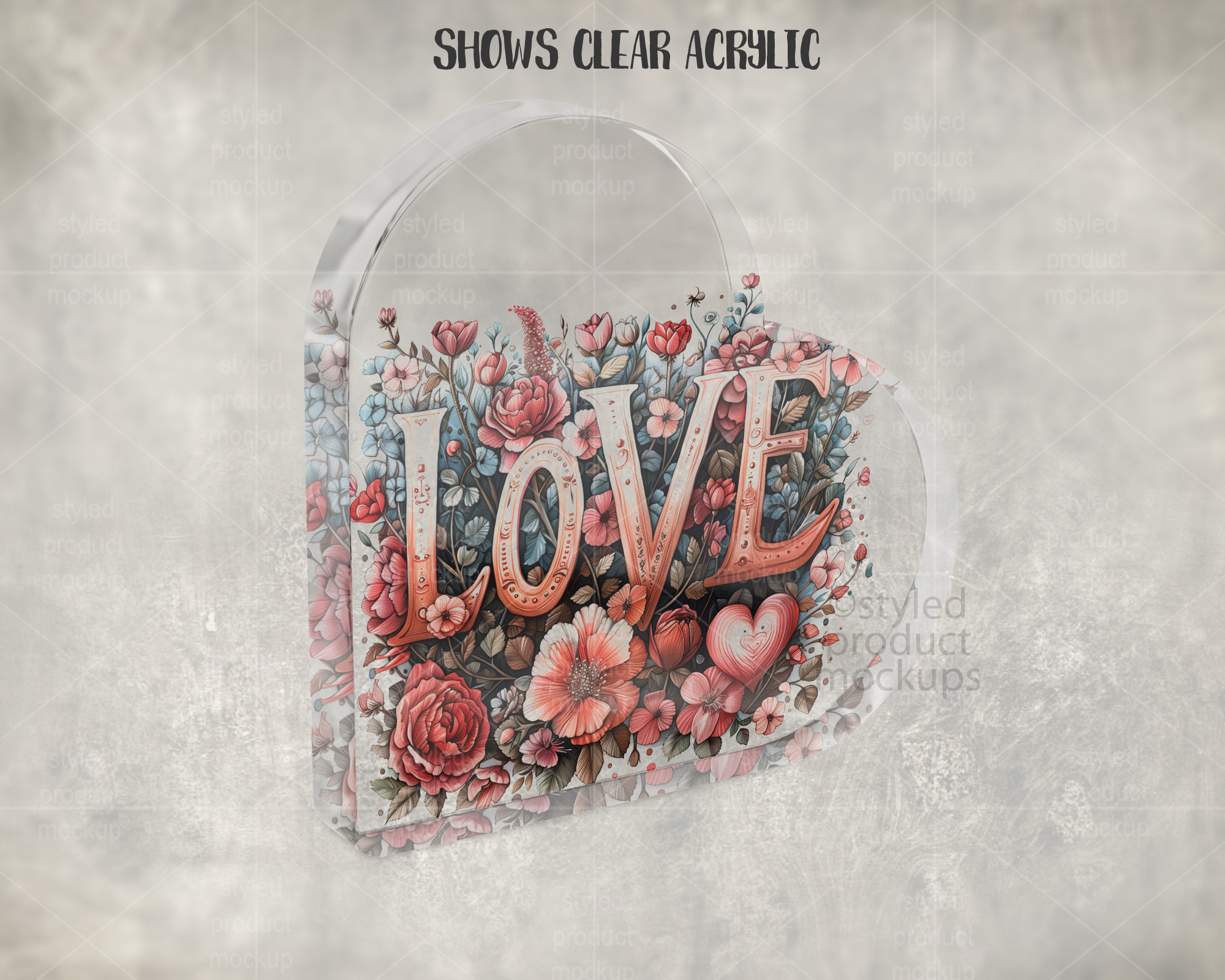 Clear Acrylic Heart Mockup
