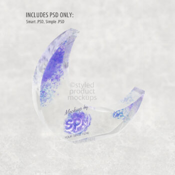 Clear Acrylic Moon Plaque Mockup Side View