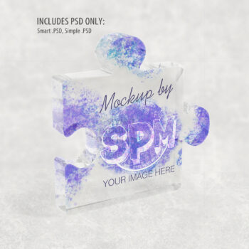 Clear Acrylic Puzzle Plaque Mockup Side View