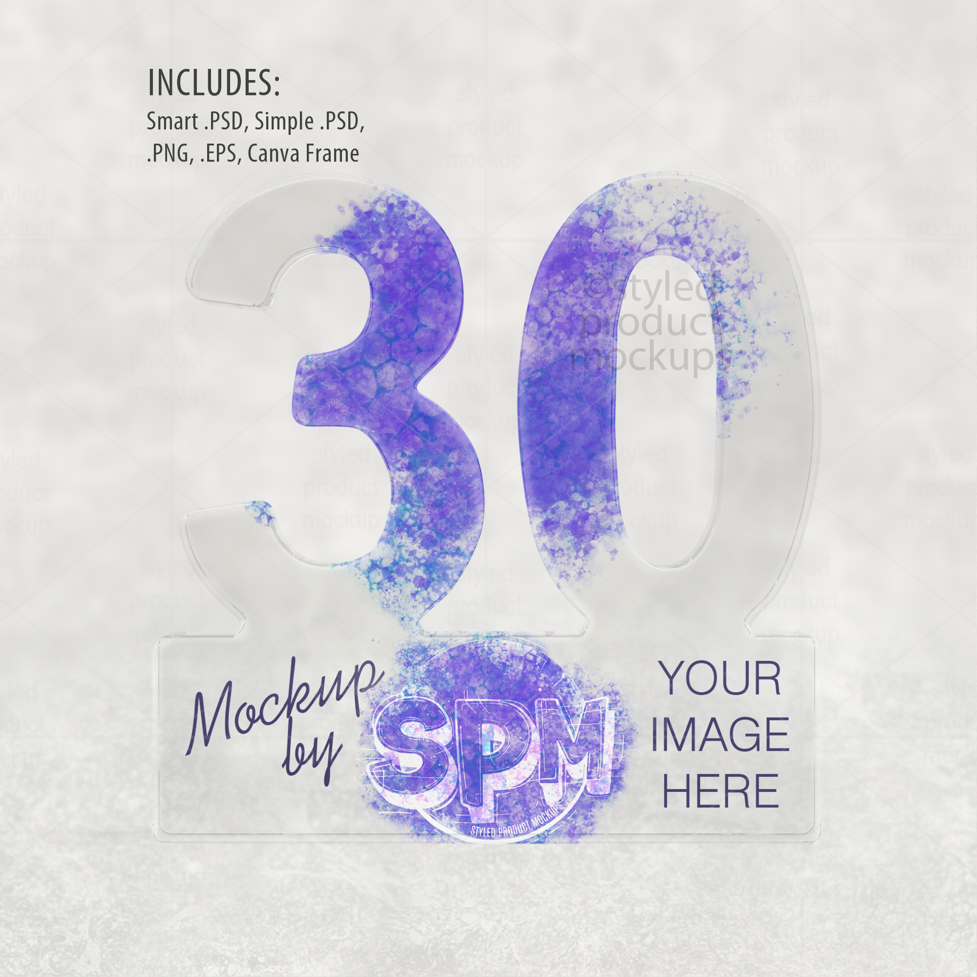 Clear Acrylic 30 Plaque Mockup