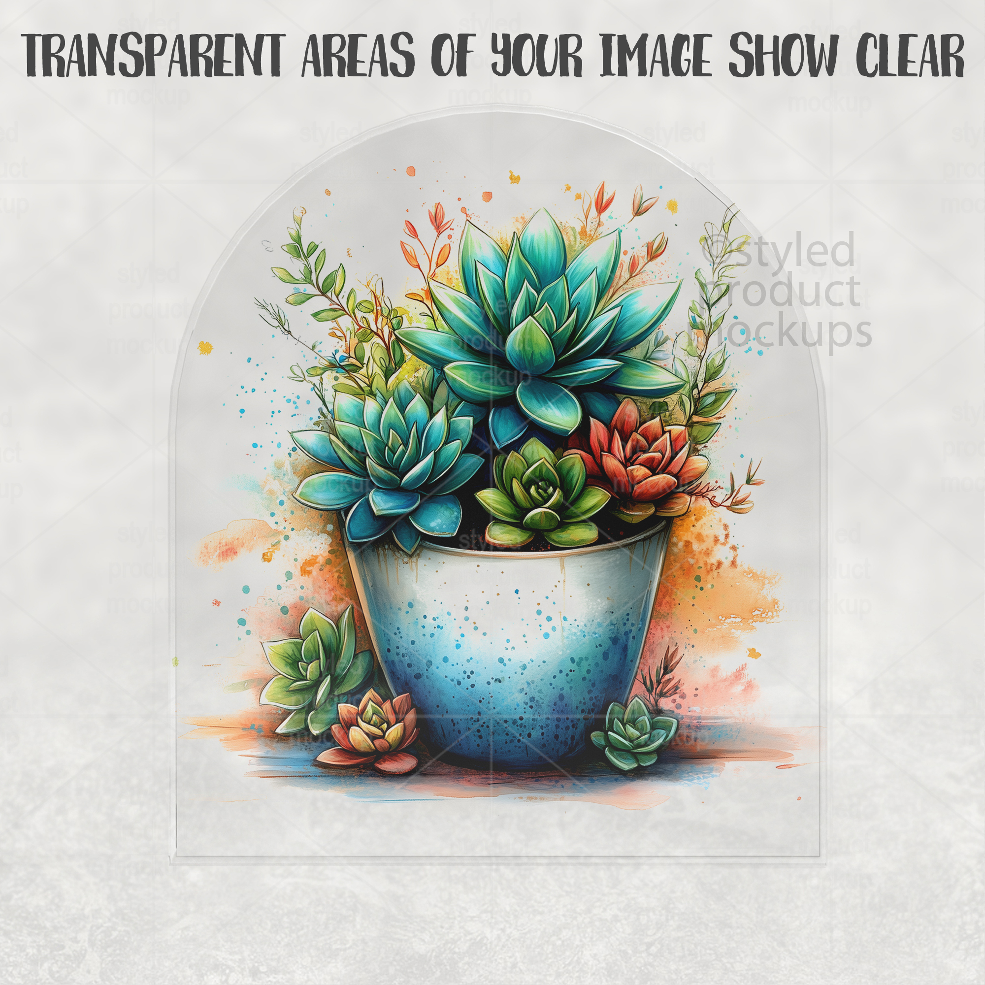 Clear Acrylic Arch Plaque Mockup