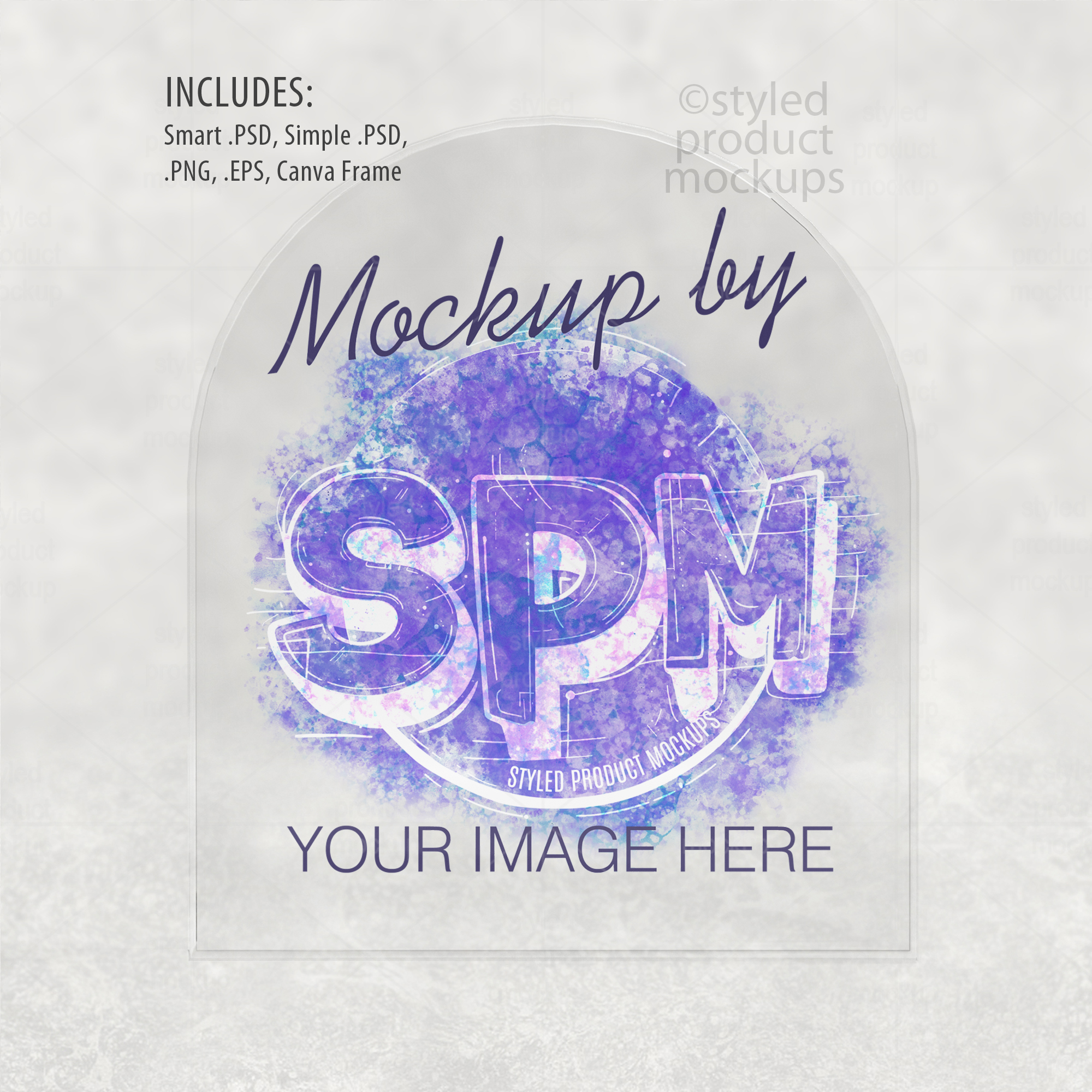 Clear Acrylic Arch Plaque Mockup