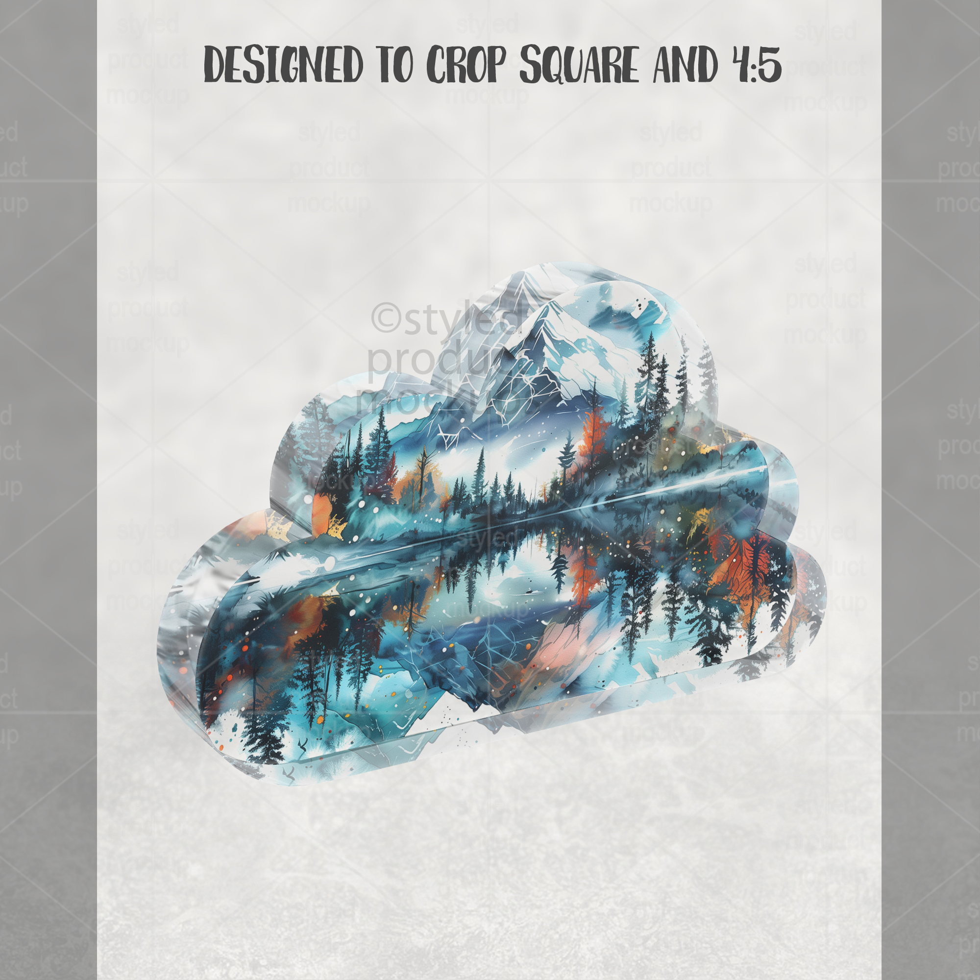 Clear Acrylic Cloud Plaque Mockup Side View