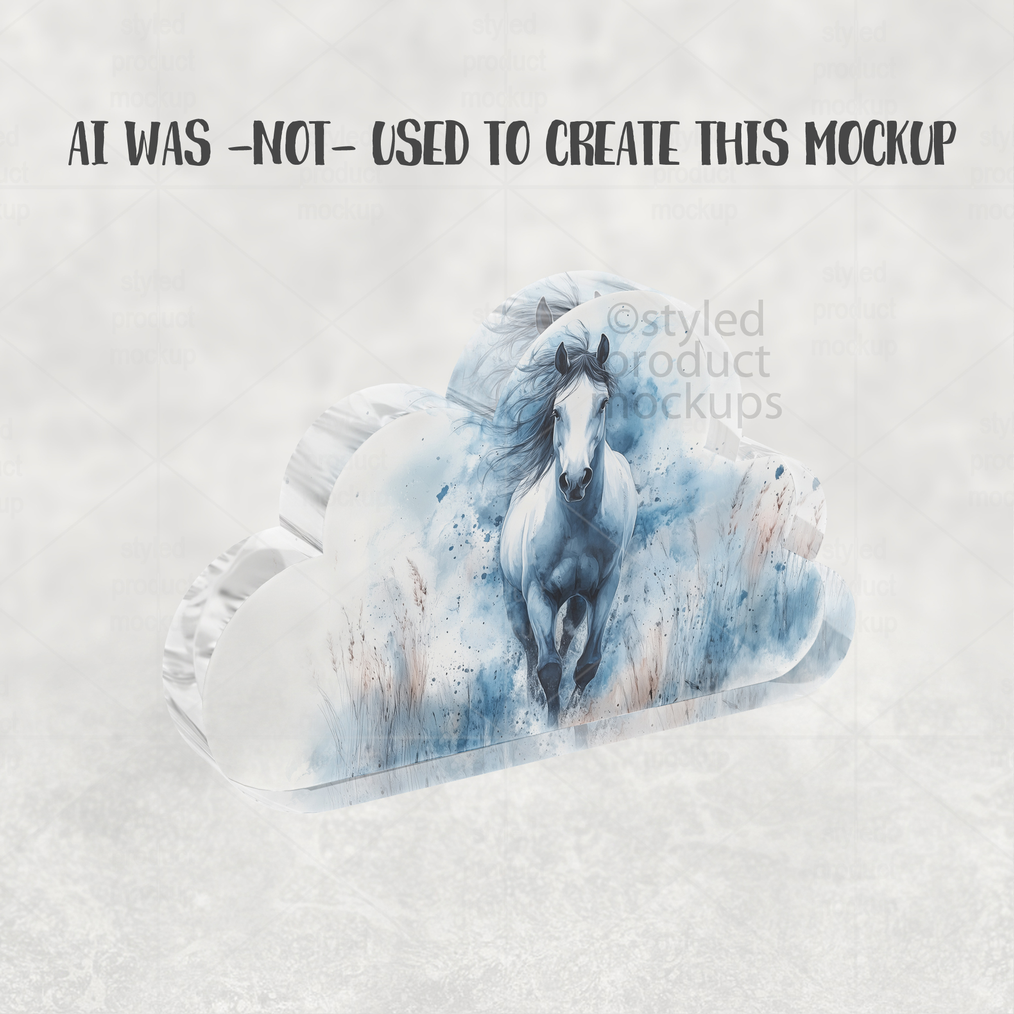 Clear Acrylic Cloud Plaque Mockup Side View