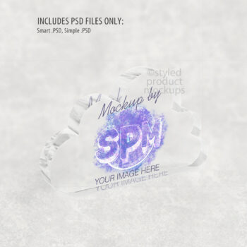 Clear Acrylic Cloud Plaque Mockup Side View