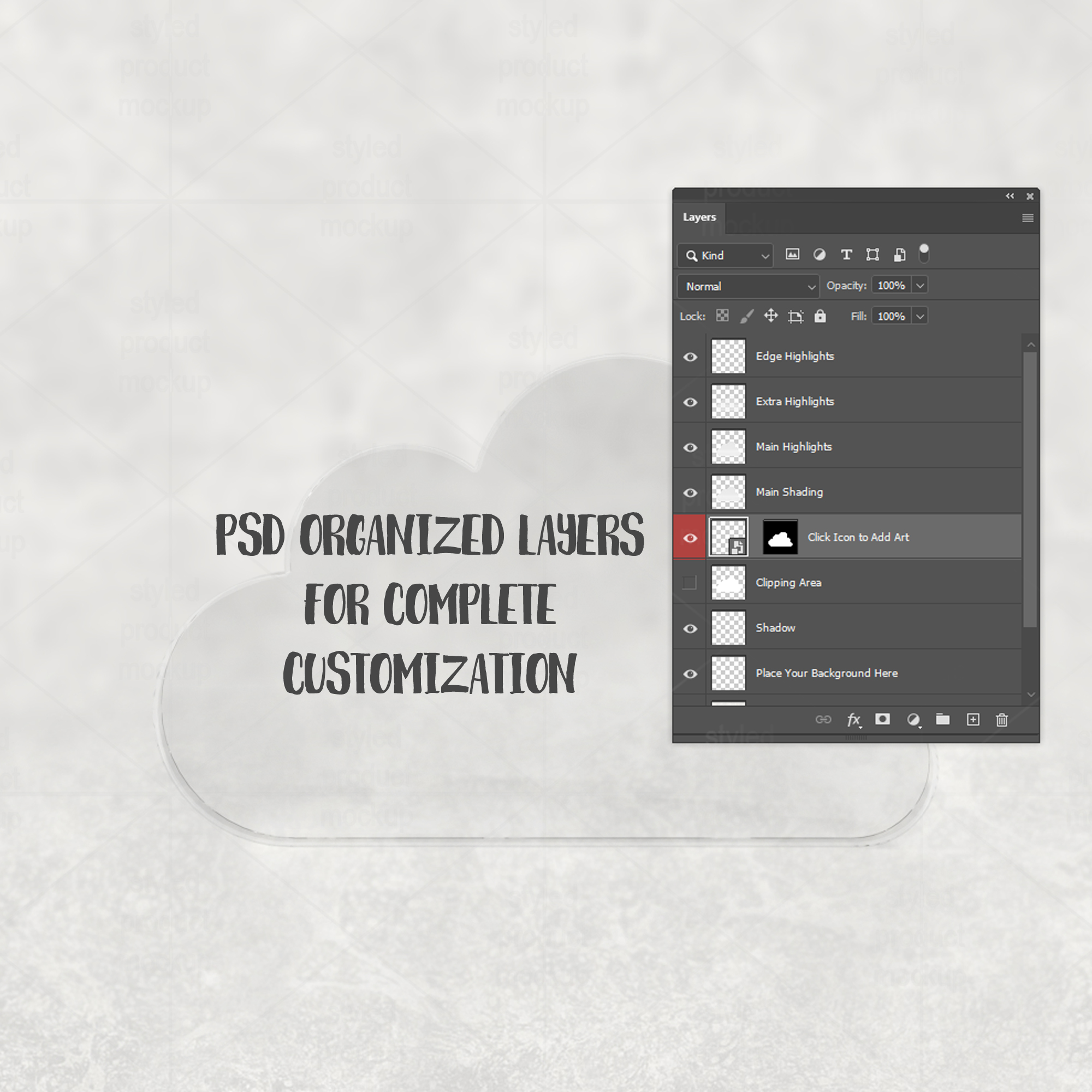 Clear Acrylic Cloud Plaque Mockup