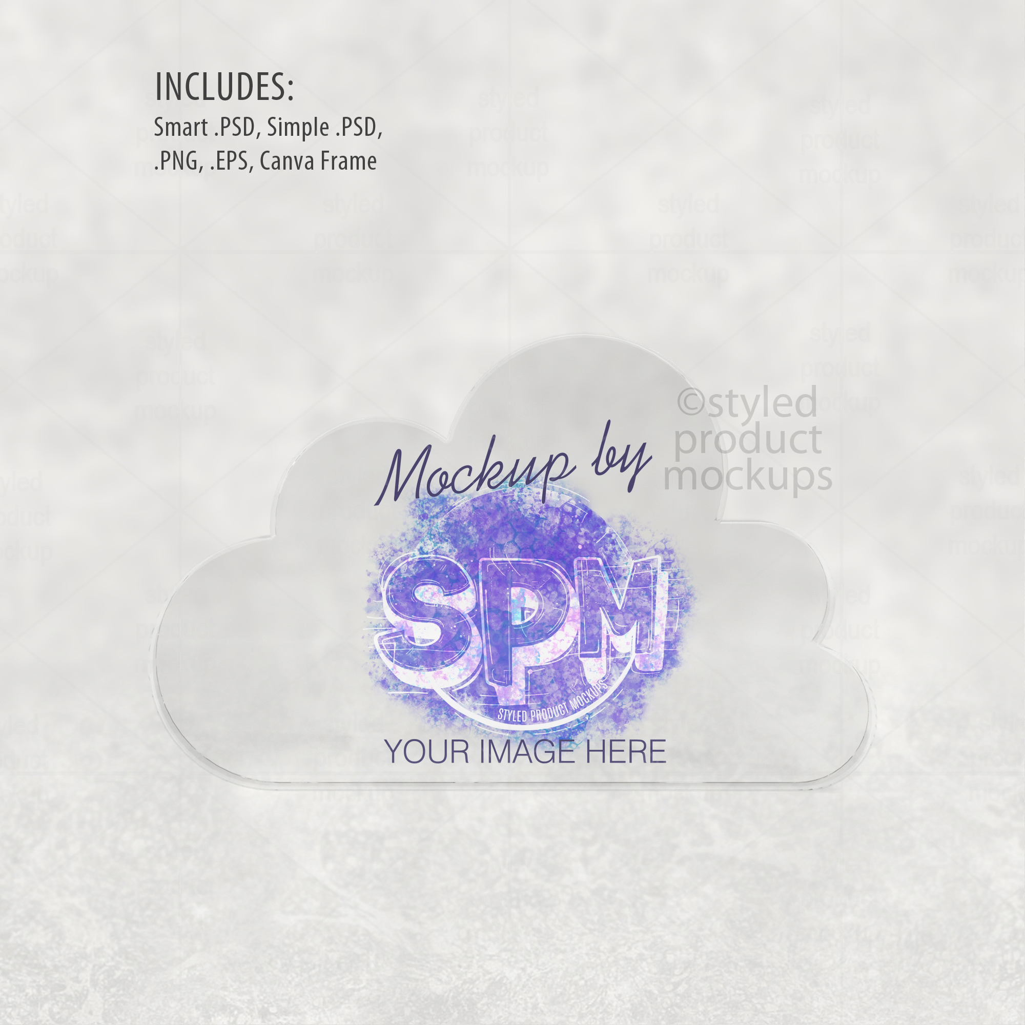 Clear Acrylic Cloud Plaque Mockup