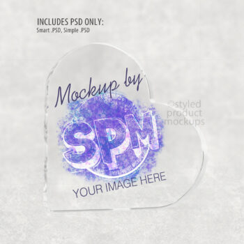Clear Acrylic Heart Mockup Side View
