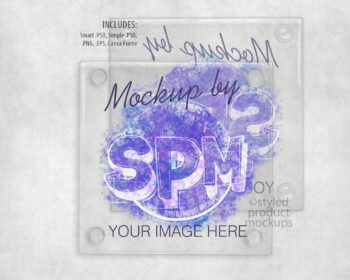 Clear Glass Coaster Mockup