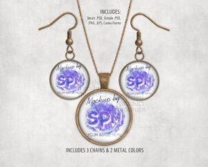 Earring and Pendant Set Mockup