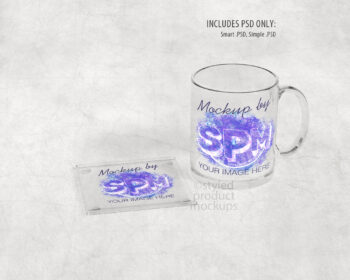 Glass Coaster and 11oz Mug Set Mockup
