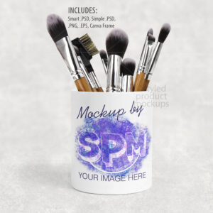 Ceramic Makeup Brush Holder Mockup