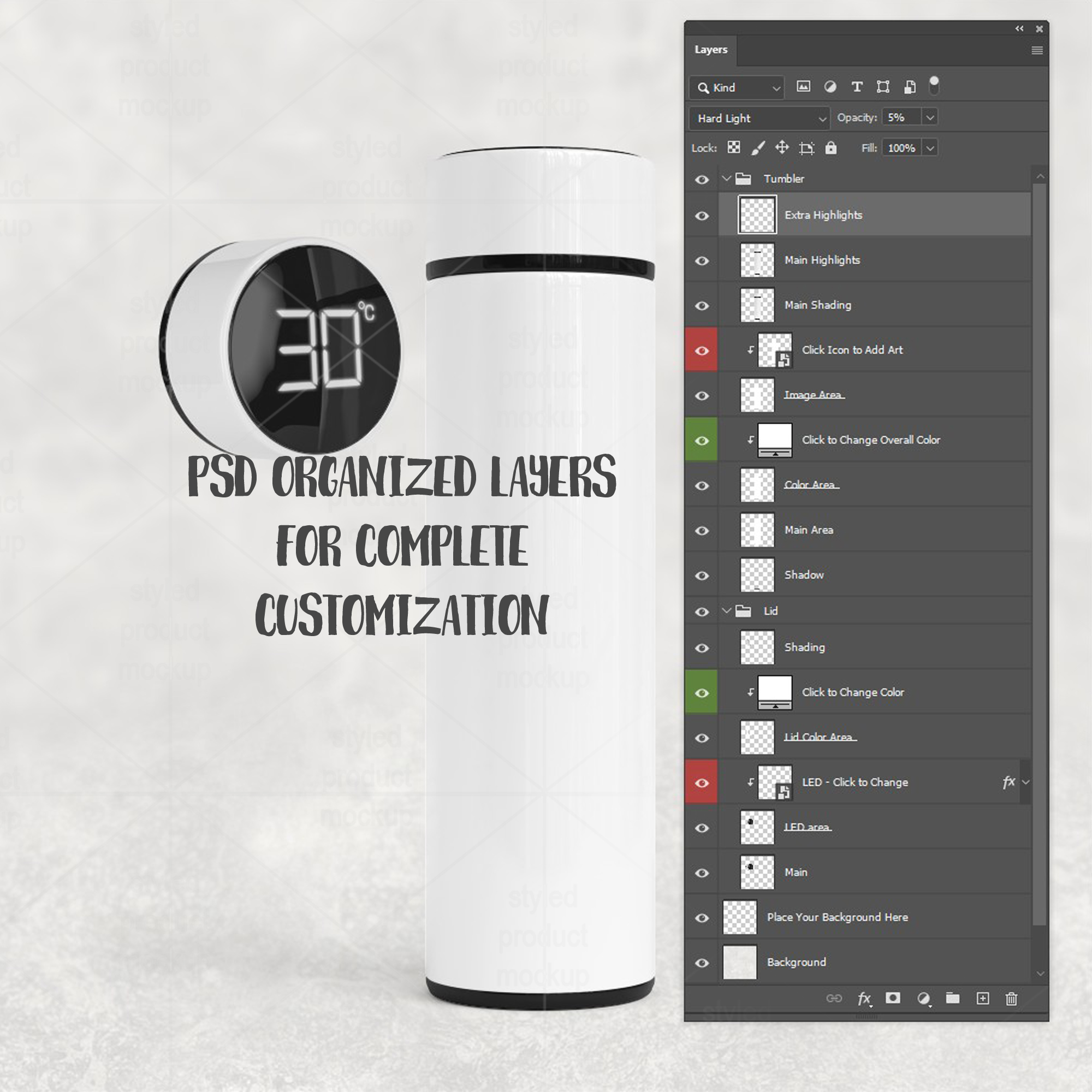 Smart Tumbler with LED Lid Mockup