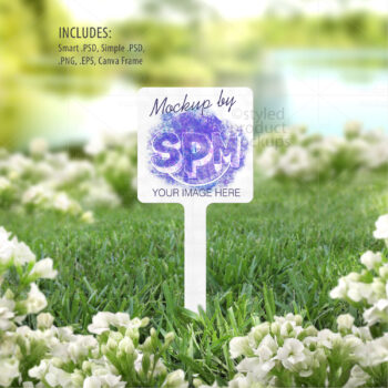 Small Square Garden Stake Mockup
