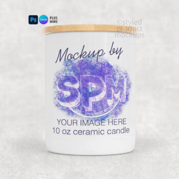 Ceramic Candle Jar Mockup with Bamboo Lid