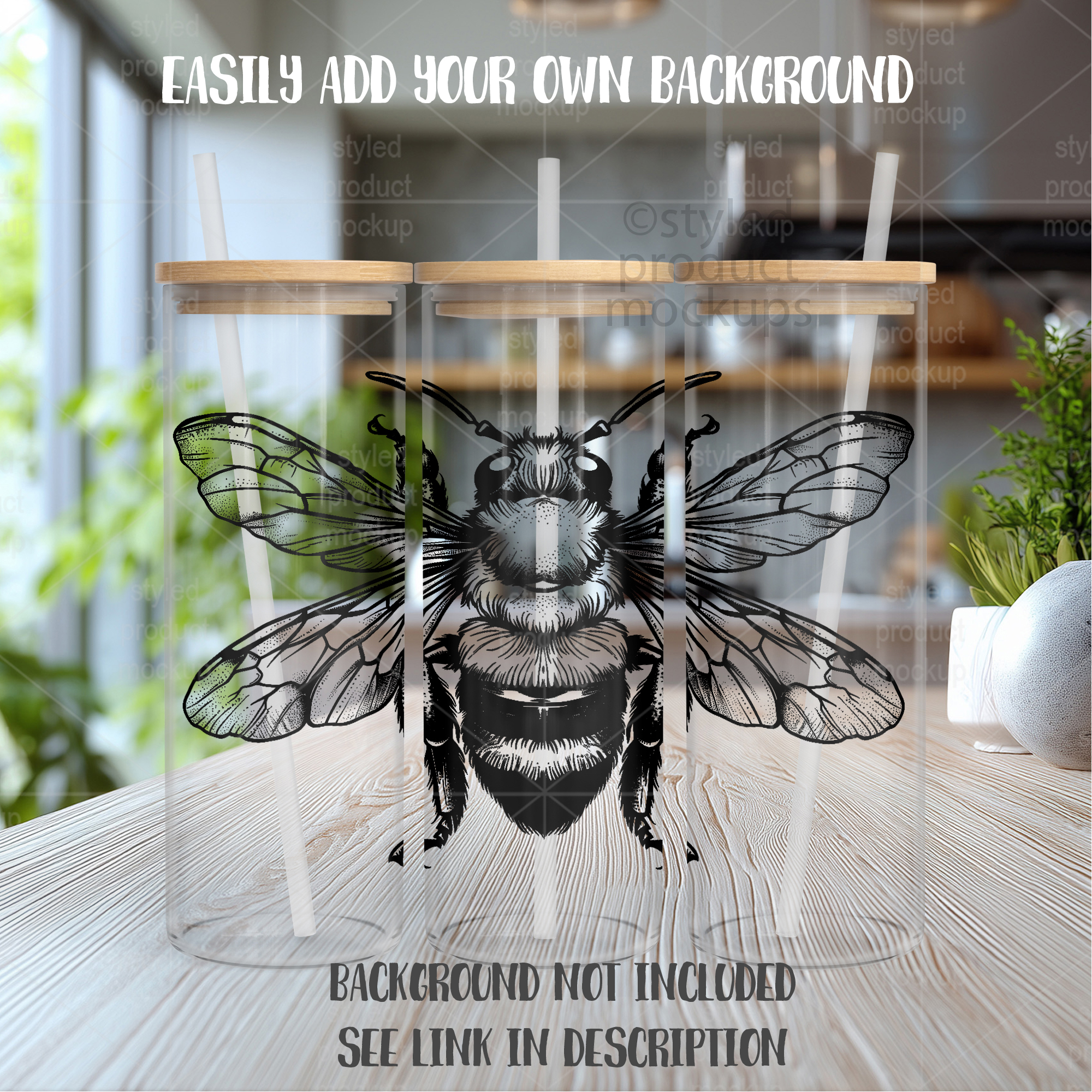 25oz Clear Glass Tumbler Mockup