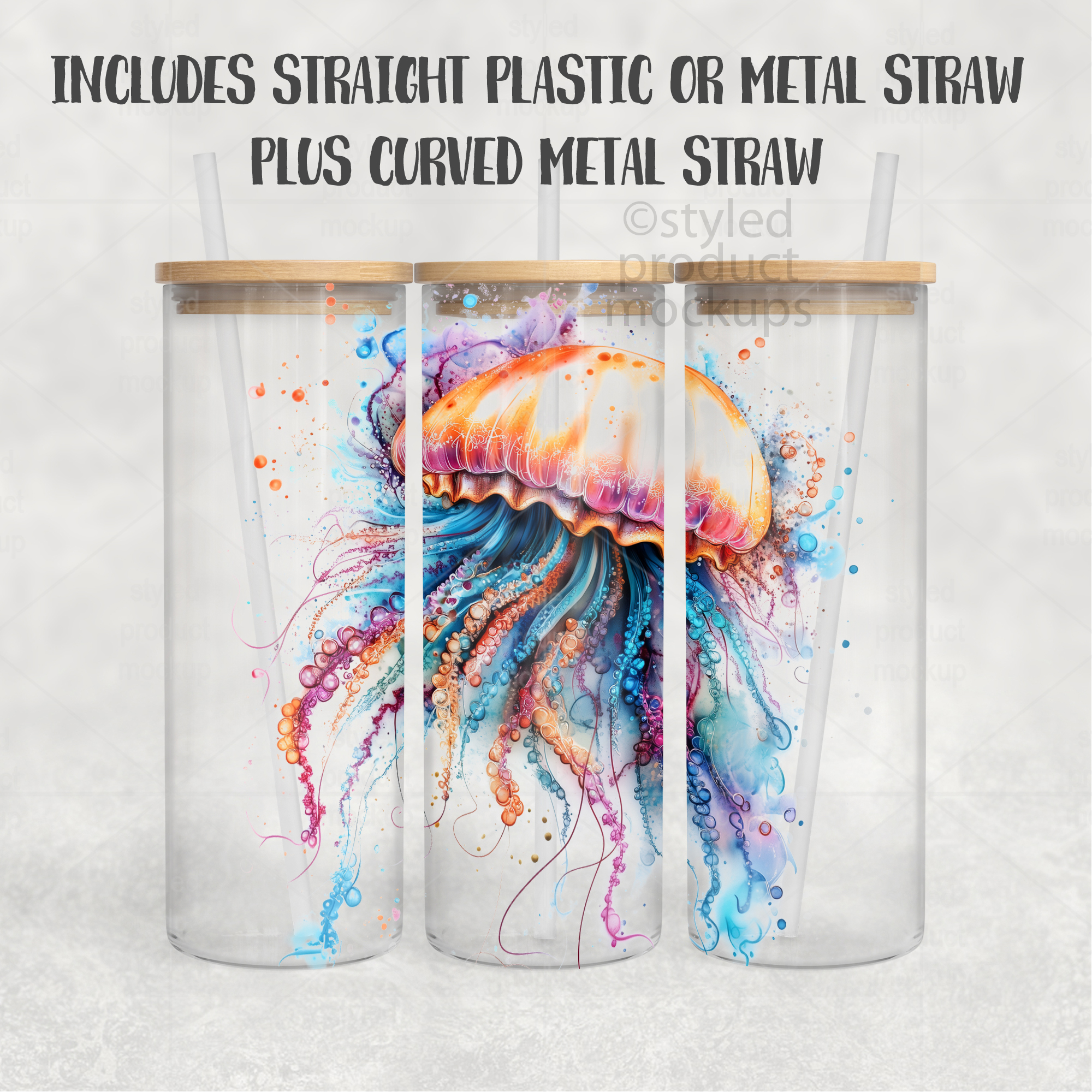 25oz Clear Glass Tumbler Mockup