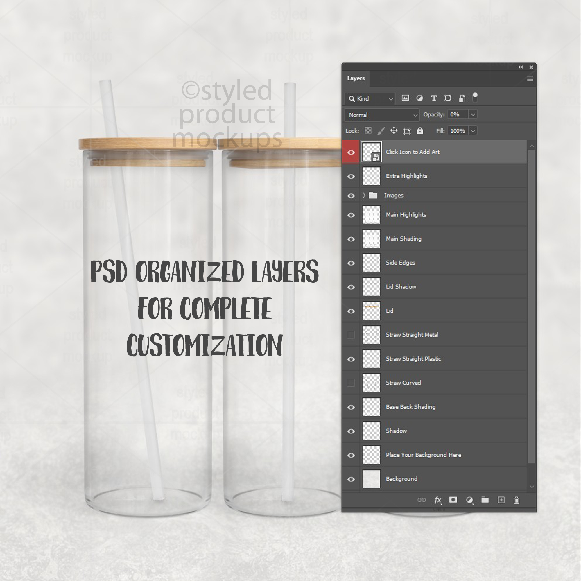 25oz Clear Glass Tumbler Mockup