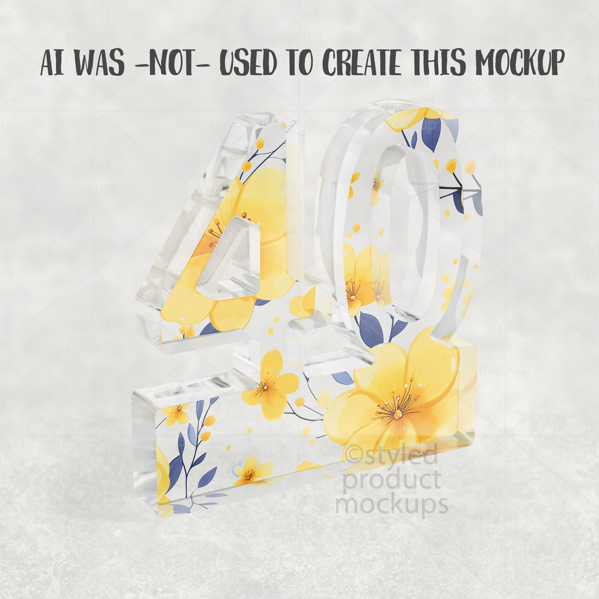 Clear Acrylic 40 Plaque Mockup Side View