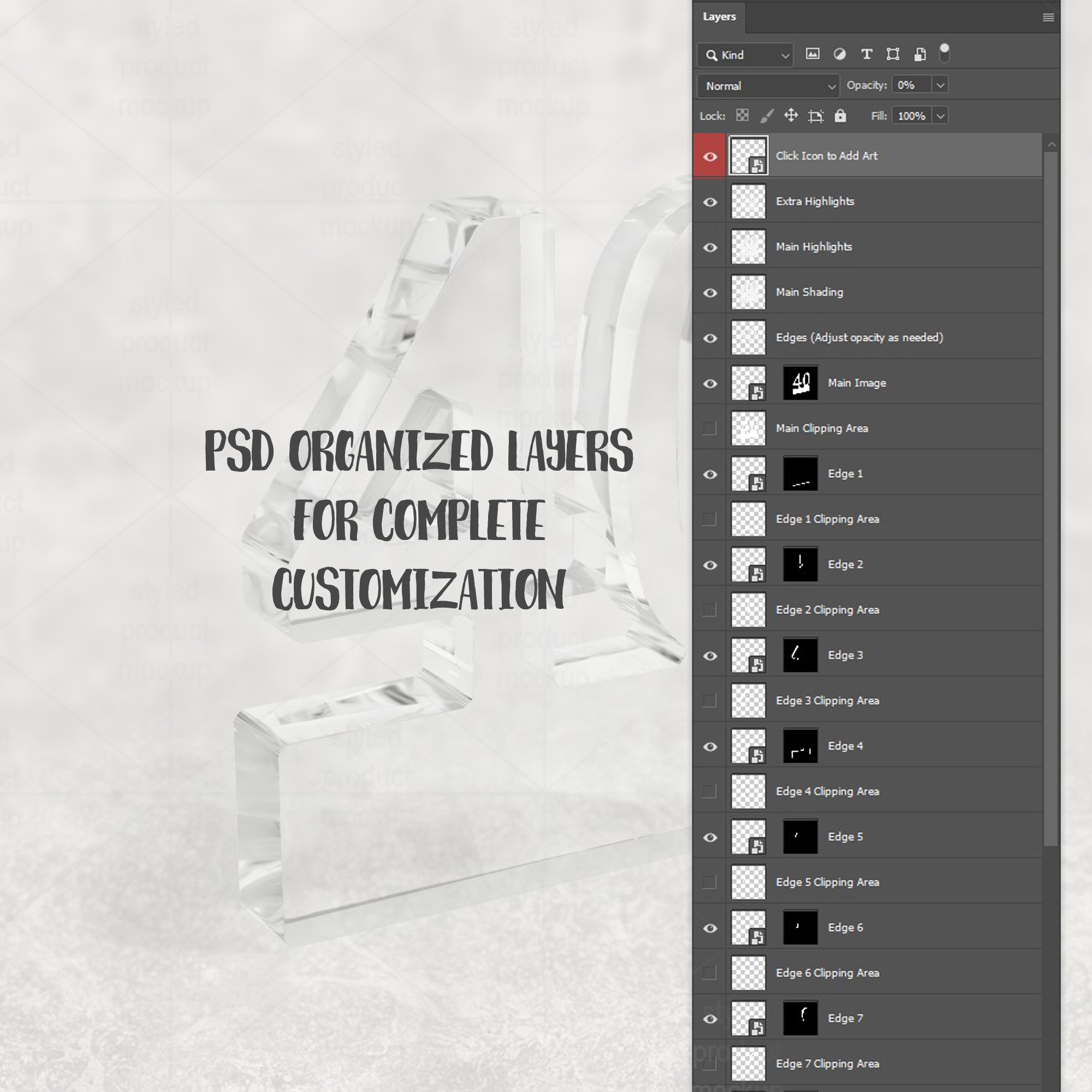 Clear Acrylic 40 Plaque Mockup Side View