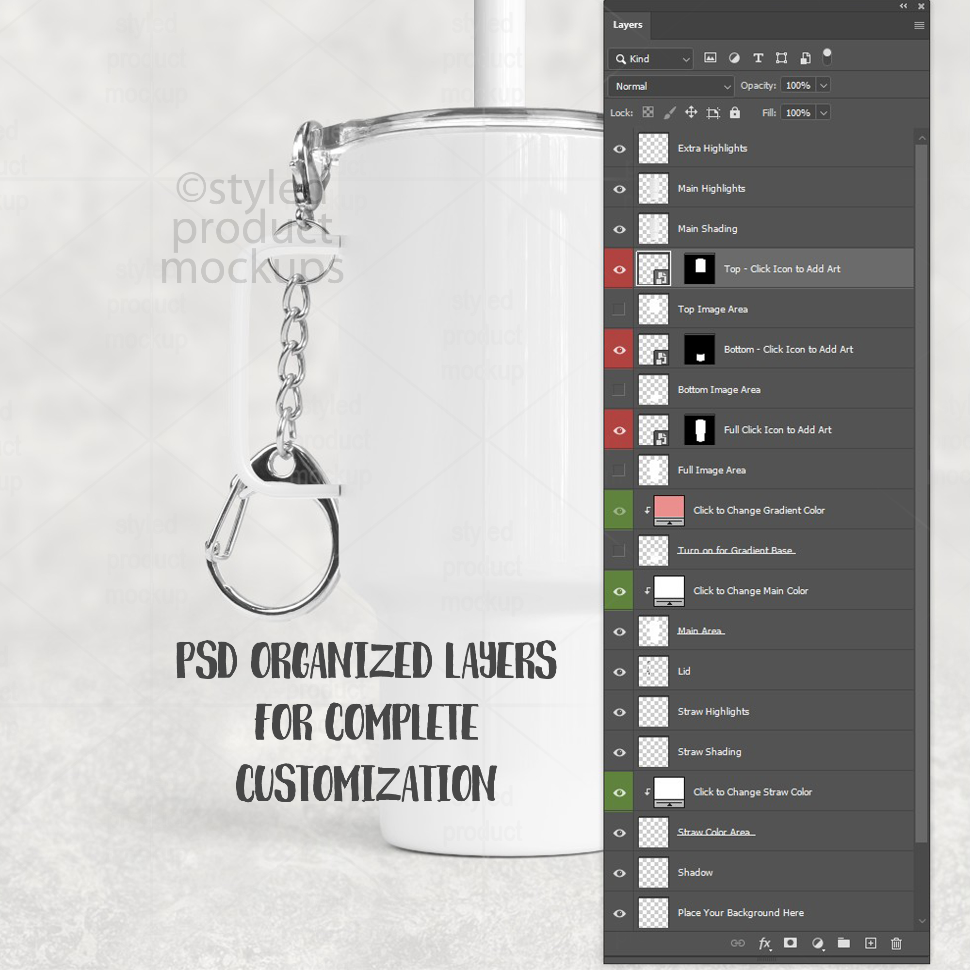4oz Mini Tumbler Keychain Mockup