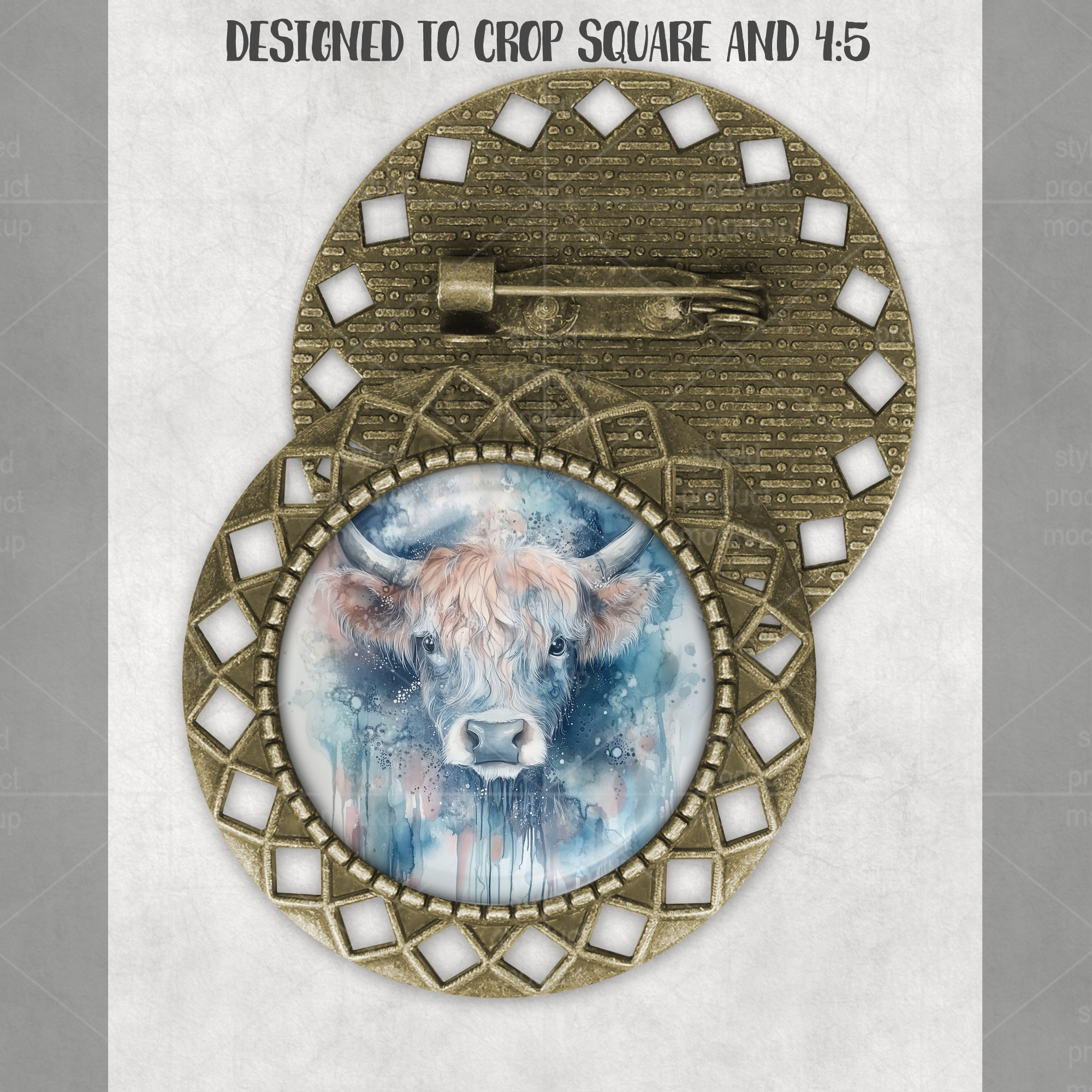 Bronze Round Brooch Mockup