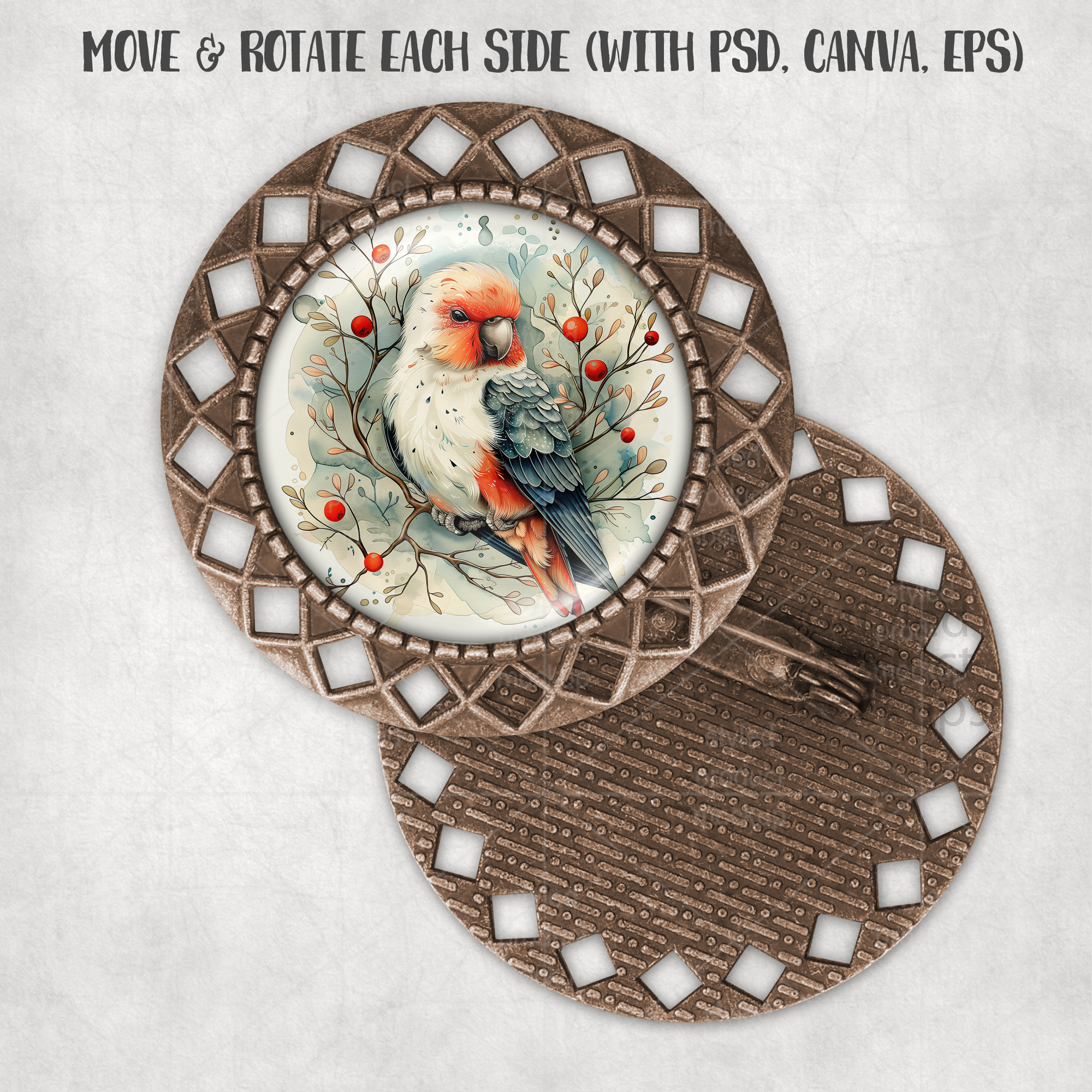 Bronze Round Brooch Mockup