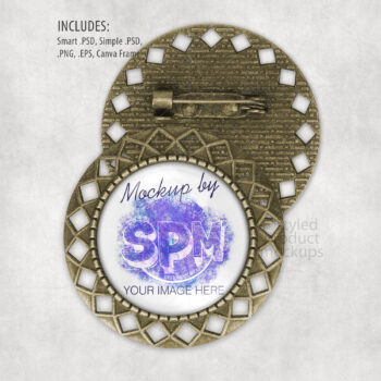 Bronze Round Brooch Mockup