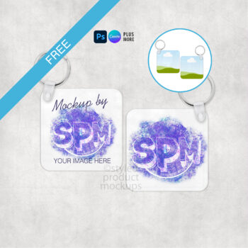 Free Double Sided Aluminum Keychain Mockup