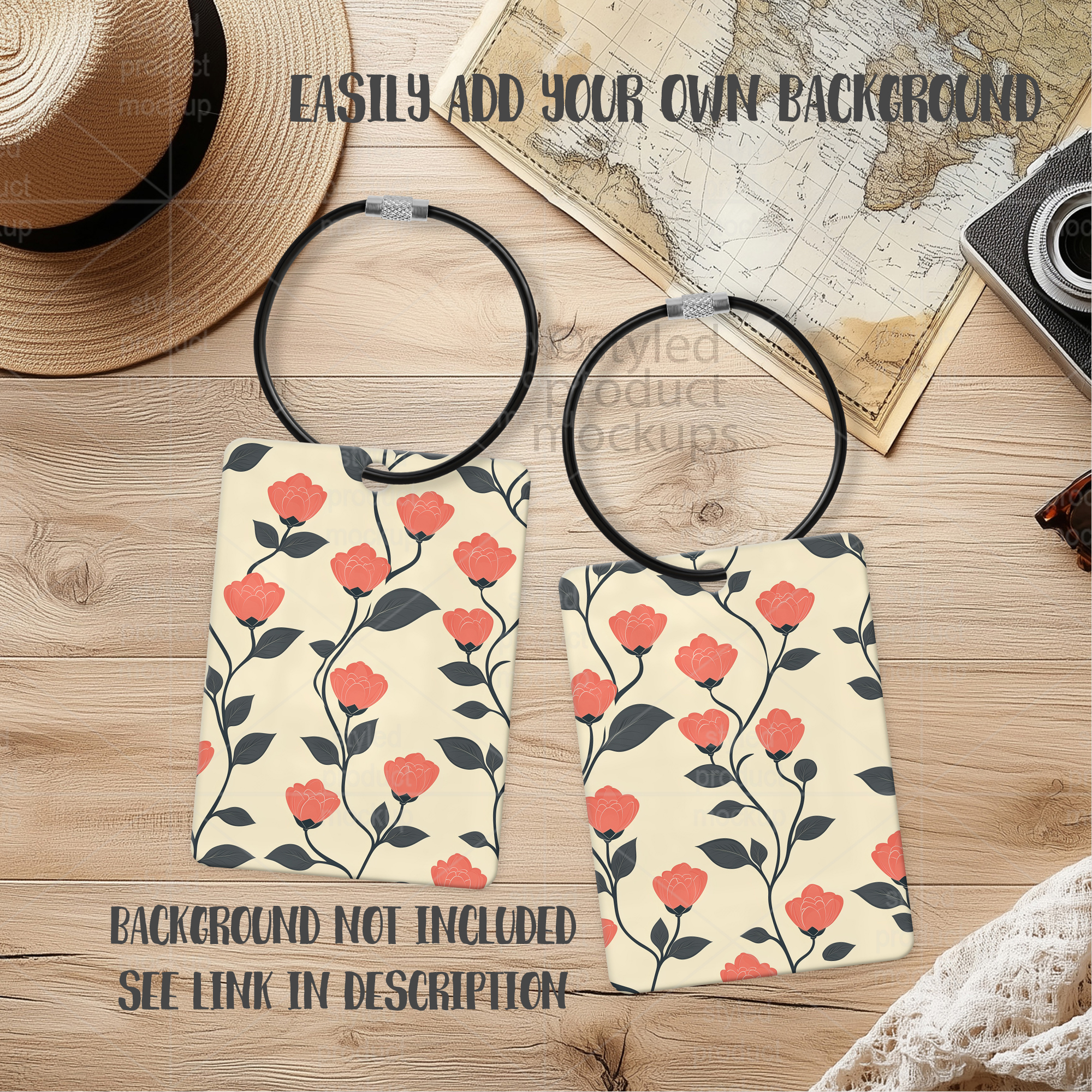Dye Sublimation Rectangle Bag Tag Mockup