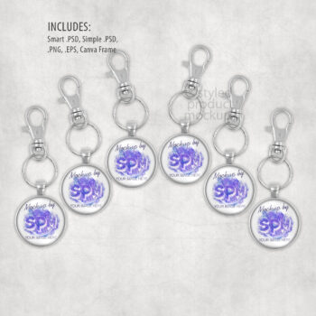 Round Keychain Set Mockup