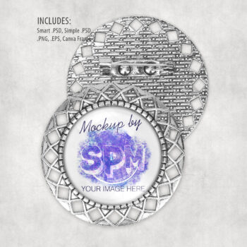 Silver Round Brooch Mockup