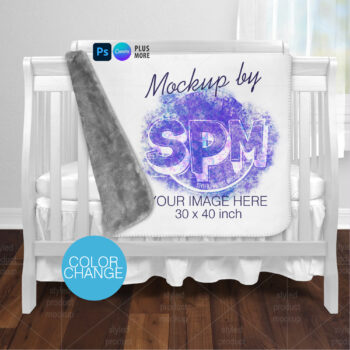 Sherpa Blanket On Crib Mockup