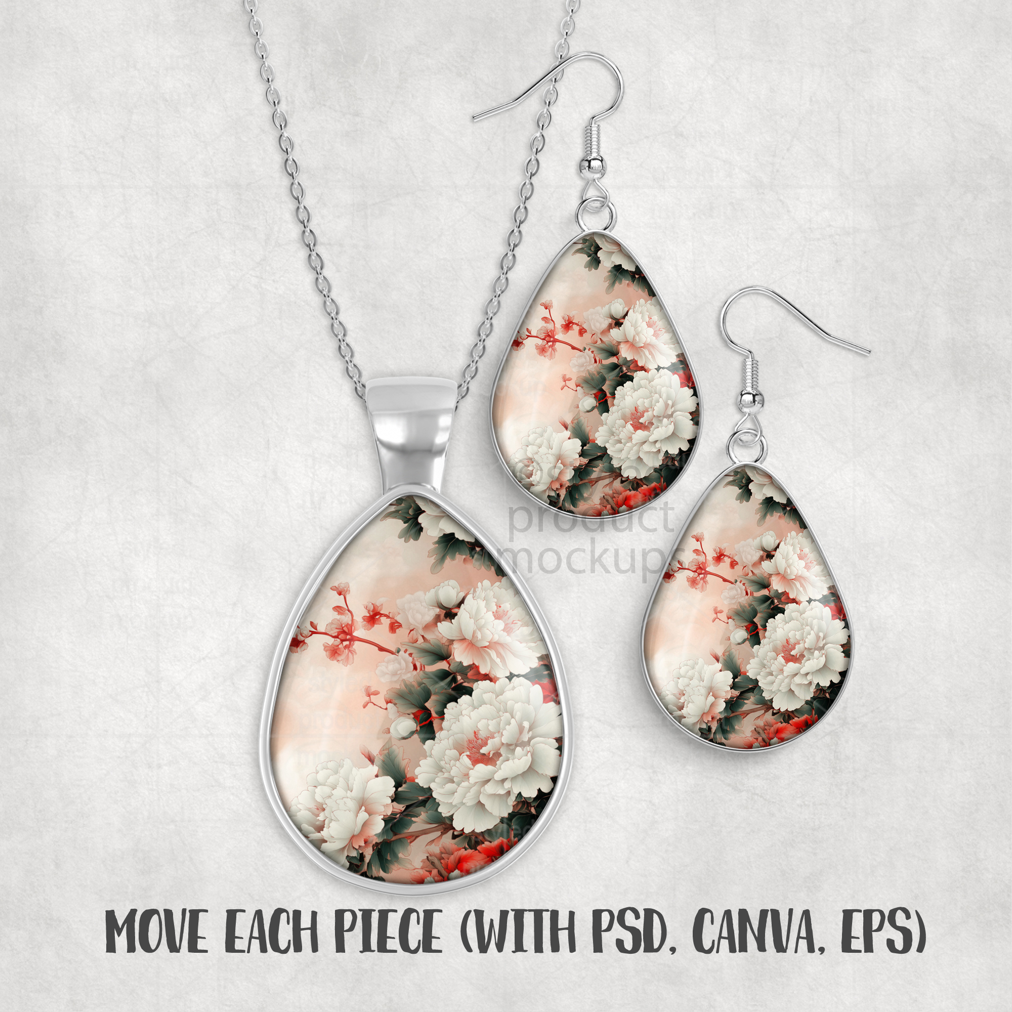 Teardrop Jewelry Set Mockup