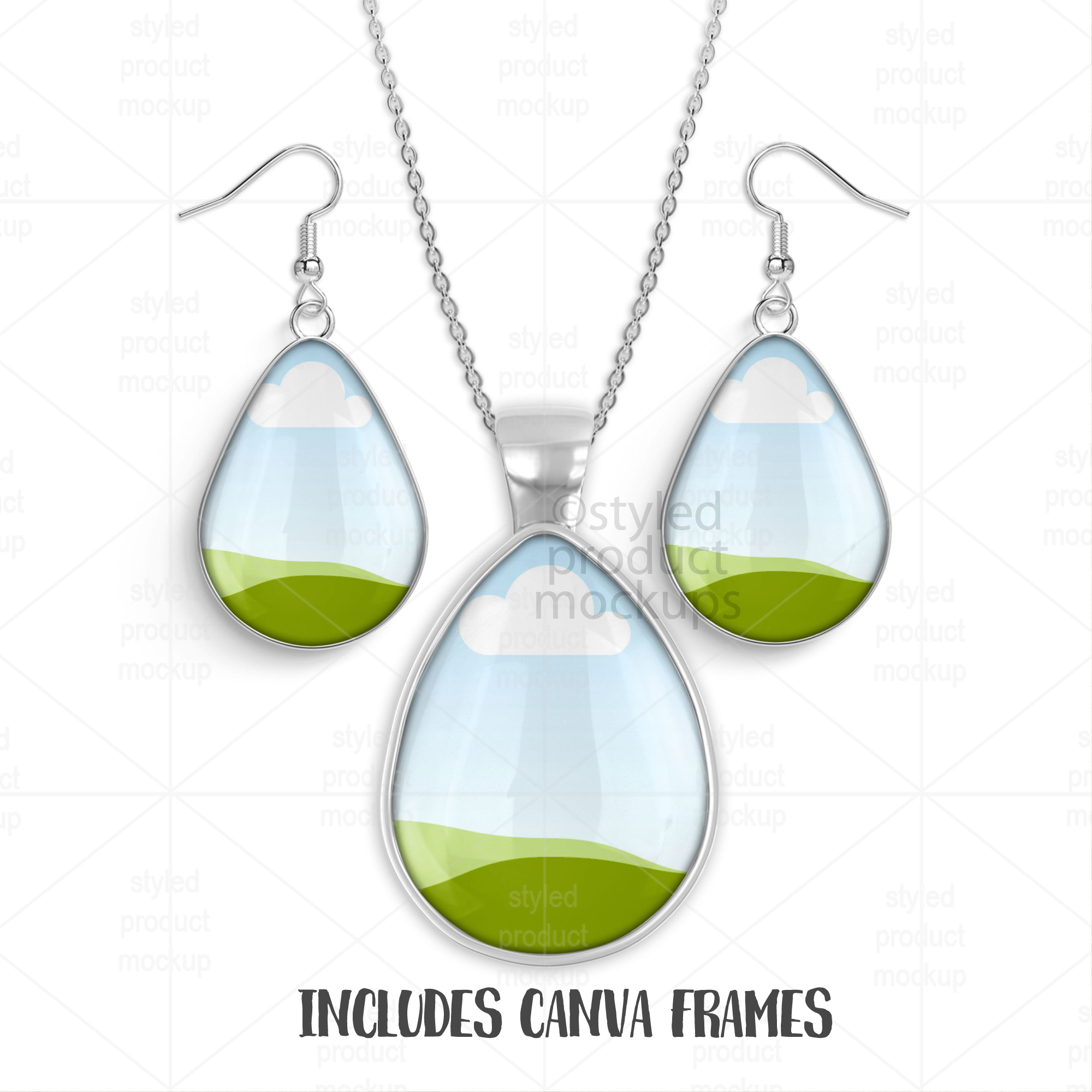 Teardrop Jewelry Set Mockup